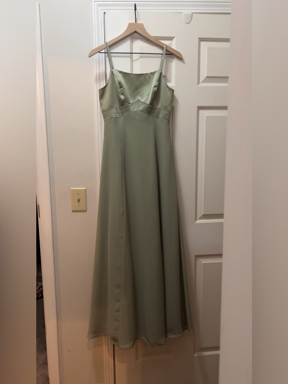Alfred Angelo Sage Green Spaghetti-Strap Dress